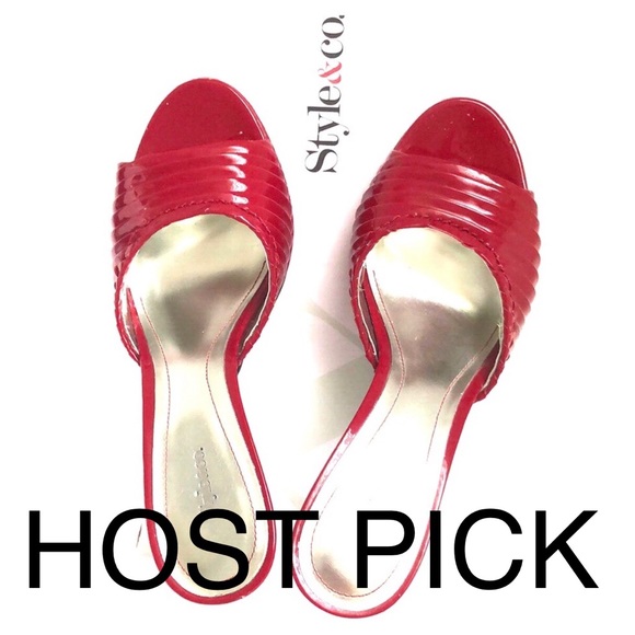 Style & Co. Shoes - Style&co open Toe Cherry Red Heels
